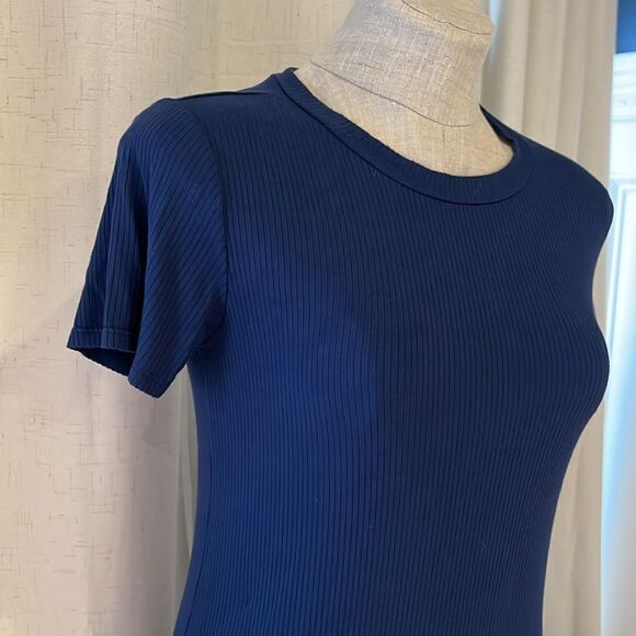 Hello Miz Ribbed Blue Midi Maternity Dress Size Medium - Picture 4 of 8